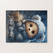 お洒落クリスマスの贈り物が入った可愛いテディベア ジグソーパズル (横)
