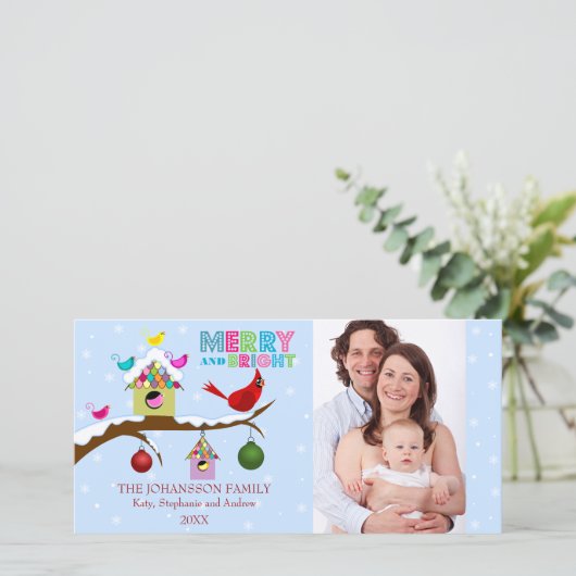 お洒落クリスマスの鳥フォトカード シーズンカード (スタンド正面)