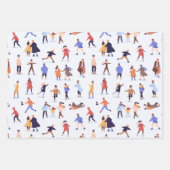 お洒落クリスマスウィンタースノーエンジェルスアイススケートで滑る ラッピングペーパーシート (正面3)