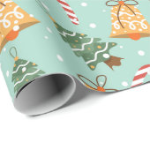 お洒落クリスマスオーナメントと休日アイコン ラッピングペーパー (ロールコーナー)