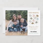 お洒落クリスマスオーナメントと星の写真 シーズンカード (正面)