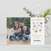 お洒落クリスマスオーナメントと星の写真 シーズンカード (スタンド正面)