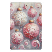 お洒落クリスマスオーナメントピンク白 ミニクリップボード (裏面)