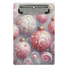 お洒落クリスマスオーナメントピンク白 ミニクリップボード