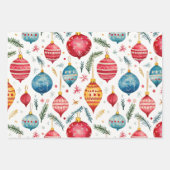 お洒落クリスマスオーナメントヴィンテージ ラッピングペーパーシート (正面)
