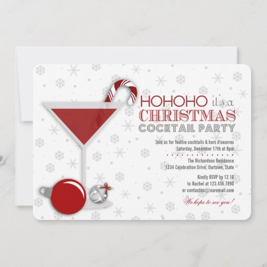 お洒落クリスマスカクテルパーティの招待状 招待状 (正面)