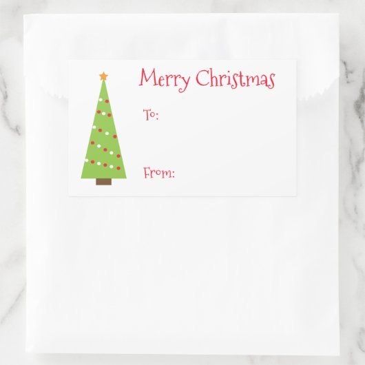 お洒落クリスマスギフトタグ 長方形シール (バッグ)