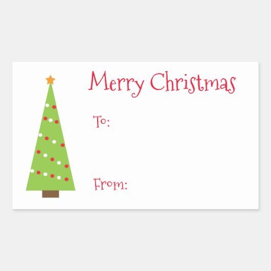 お洒落クリスマスギフトタグ 長方形シール (正面)