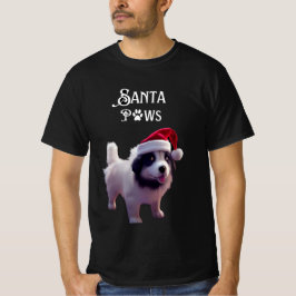 お洒落クリスマスサンタポーズドッグ Tシャツ