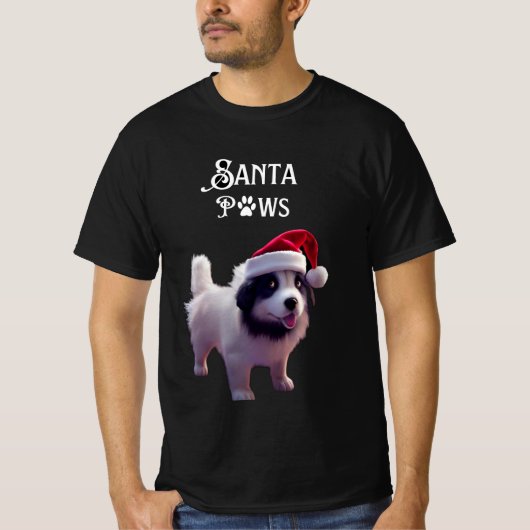 お洒落クリスマスサンタポーズドッグ Tシャツ (正面)