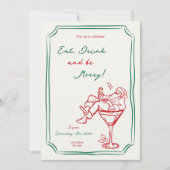 お洒落クリスマスサンタマルティーニ招待状 招待状 (正面)