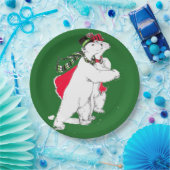 お洒落クリスマススケートで滑るポーラーベア設計 ペーパープレート (パーティー)