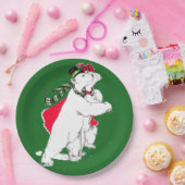 お洒落クリスマススケートで滑るポーラーベア設計 ペーパープレート (パーティー)
