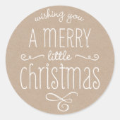 お洒落クリスマスタイポグラフィトレンディーかわいいクラフト ラウンドシール (正面)
