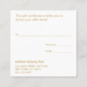 お洒落クリスマスツリーのホリデーギフト証明書 割引カード (裏面)