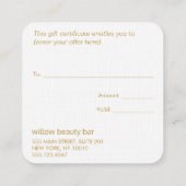 お洒落クリスマスツリーのホリデーギフト証明書 割引カード (裏面)