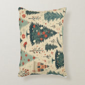 お洒落クリスマスツリーの水彩模様 アクセントクッション (正面(垂直))