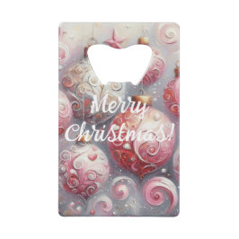 お洒落クリスマスツリーオーナメントボールピンク クレジットカード栓抜き