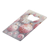 お洒落クリスマスツリーオーナメントボールピンク クレジットカード栓抜き (正面アングル)