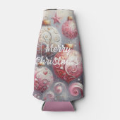 お洒落クリスマスツリーオーナメントボールピンク ボトルクーラー (正面)