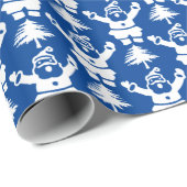 お洒落クリスマスツリーサンタクロースナビブルー ラッピングペーパー (ロールコーナー)