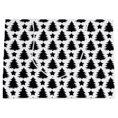 お洒落クリスマスツリースター白黒 ラージペーパーバッグ (正面)