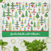 お洒落クリスマスツリーズグリーン祖母引用文 キッチンタオル (折り畳み)