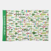 お洒落クリスマスツリーズグリーン祖母引用文 キッチンタオル (横)