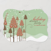 お洒落クリスマスツリーズホリデーパーティー招待状 招待状 (正面/裏面)