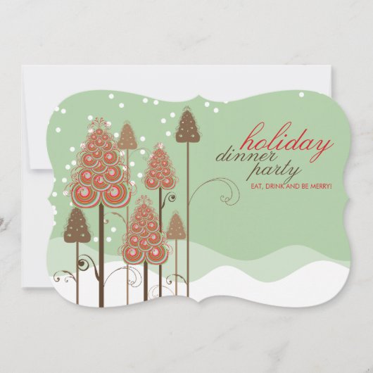お洒落クリスマスツリーズホリデーパーティー招待状 招待状 (正面)