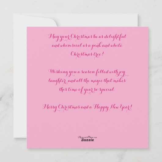 お洒落クリスマスツリーパーソナライズされたピンク シーズンカード (裏面)