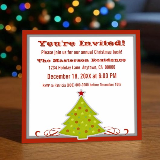 お洒落クリスマスツリーパーティー招待状 招待状