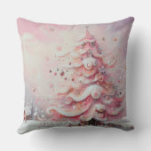お洒落クリスマスツリーピンク白い渦巻き クッション (裏面)