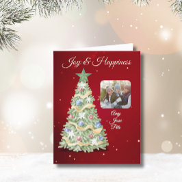 お洒落クリスマスツリーフォトホリデー シーズンカード