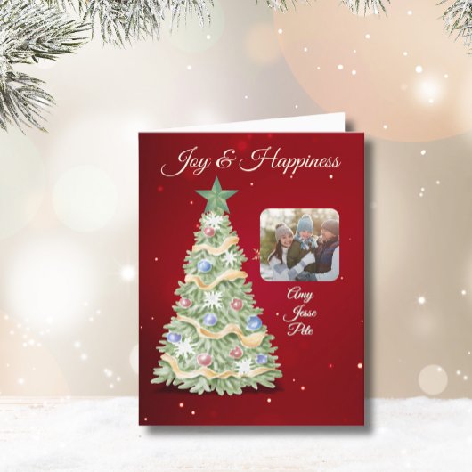 お洒落クリスマスツリーフォトホリデー シーズンカード