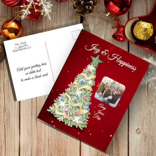 お洒落クリスマスツリーフォトホリデー シーズンポストカード