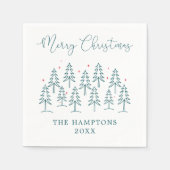 お洒落クリスマスツリーフォレストホリデーパーティー スタンダードカクテルナプキン (正面)