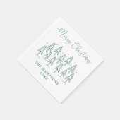 お洒落クリスマスツリーフォレストホリデーパーティー スタンダードカクテルナプキン (角)