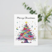 お洒落クリスマスツリーフォークアートスタイル シーズンポストカード (スタンド正面)