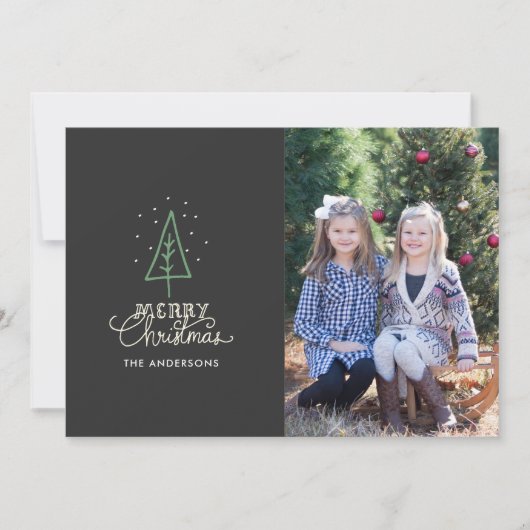 お洒落クリスマスツリー写真クリスマスカード 招待状 (正面)