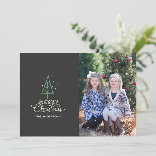 お洒落クリスマスツリー写真クリスマスカード 招待状 (スタンド正面)