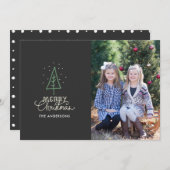 お洒落クリスマスツリー写真クリスマスカード 招待状 (正面/裏面)