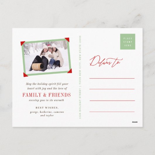 お洒落クリスマスツリー冬のワンダーランド写真 シーズンポストカード (裏面)