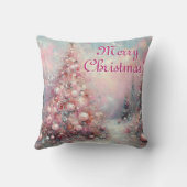 お洒落クリスマスツリー季節のピンク白 クッション (裏面)