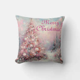 お洒落クリスマスツリー季節のピンク白 クッション