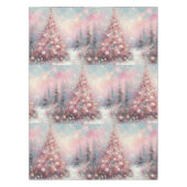 お洒落クリスマスツリー季節のピンク白 テーブルクロス (正面)