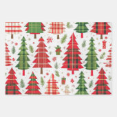 お洒落クリスマスツリー格子模様 ラッピングペーパーシート (正面)