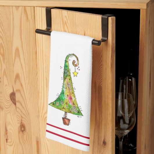 お洒落クリスマスツリー キッチンタオル (三つ折り)