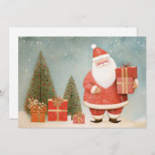 お洒落クリスマスツリー&ギフト付きサンタクロース シーズンカード (正面/裏面)