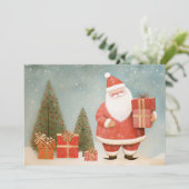 お洒落クリスマスツリー&ギフト付きサンタクロース シーズンカード (スタンド正面)